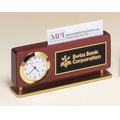 Rosewood Combination Clock & Business Card Holder